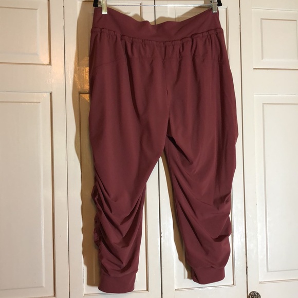 Athleta Attitude Lined Jogger Rouching Legs Drawstring Pant Rust Bronze SZ 14P - Picture 5 of 10